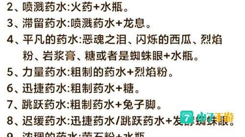我的世界药水配方大全